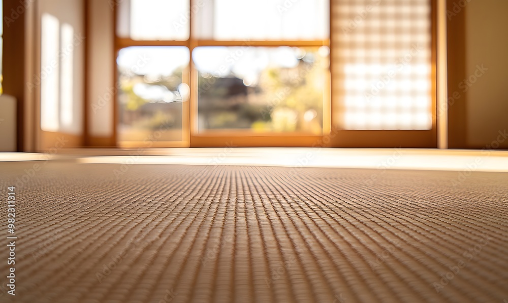 japan home decor, close up of Tatami mat living room, Generative AI japan home decor, close up of Tatami mat living room, Generative AI