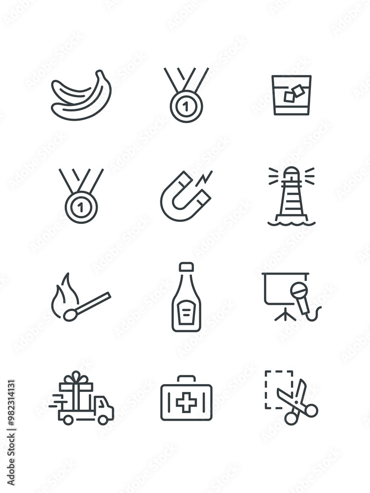 Obraz premium Set of icons for school, Apron cooking,Astronomy,Atom electron,