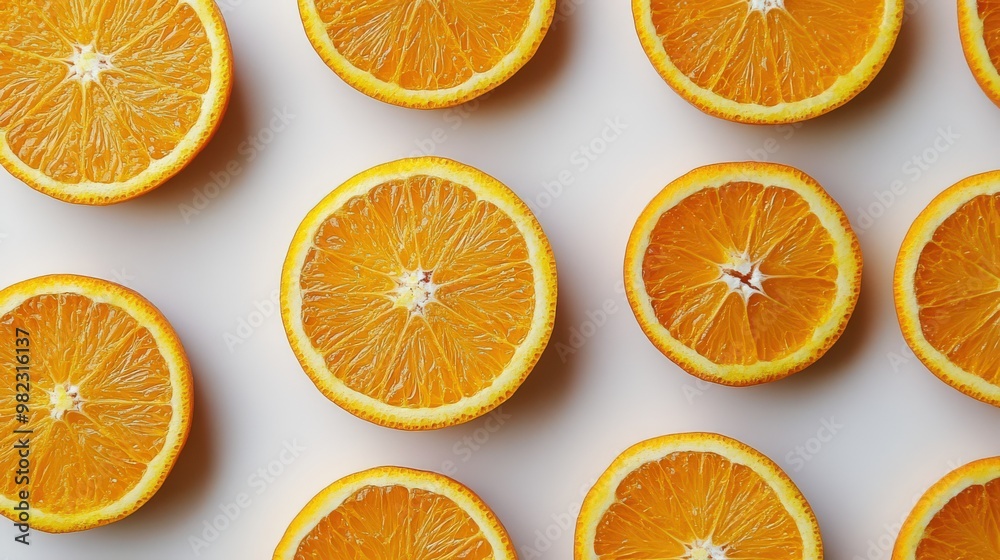 Fresh Orange Slices on White Background