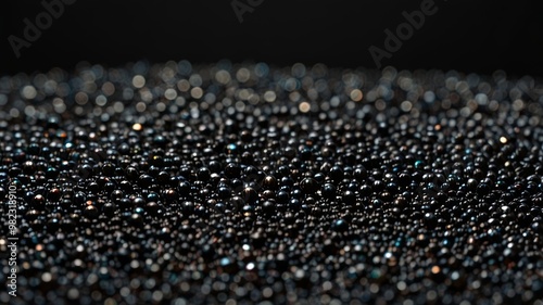 Mesmerizing black bead texture, thousands of sparkling spheres