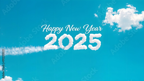 clouds that form the words happy new year 2025