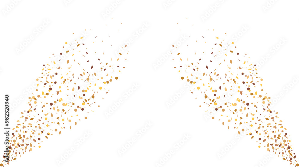Αυτοκόλλητο Shot of golden confetti crackers on a transparent background