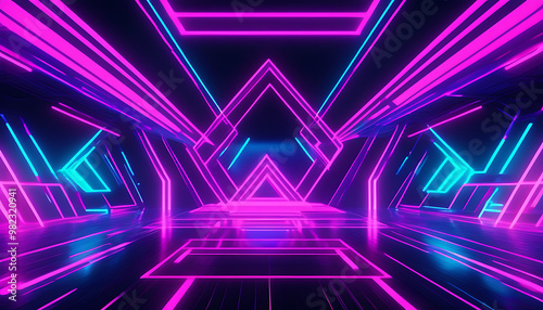 Techy purple atmosphere with geometric light and neon fusion