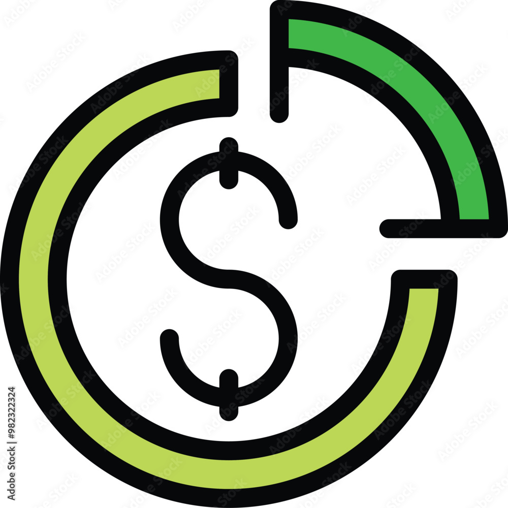 Circular economy icon representing the continuous cycle of money flow and resource efficiency Circular economy icon representing the continuous cycle of money flow and resource efficiency