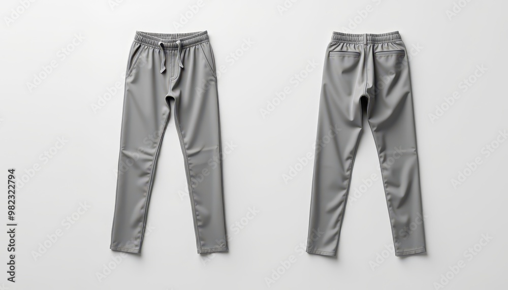 Mockup Plain Light Gray Pants Front and Back Mockup Plain Light Gray Pants Front and Back