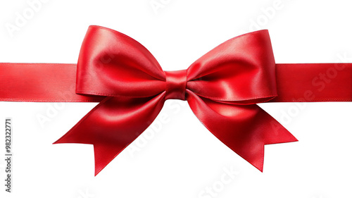 Red satin ribbon tied inot a bow, isolated on a white background