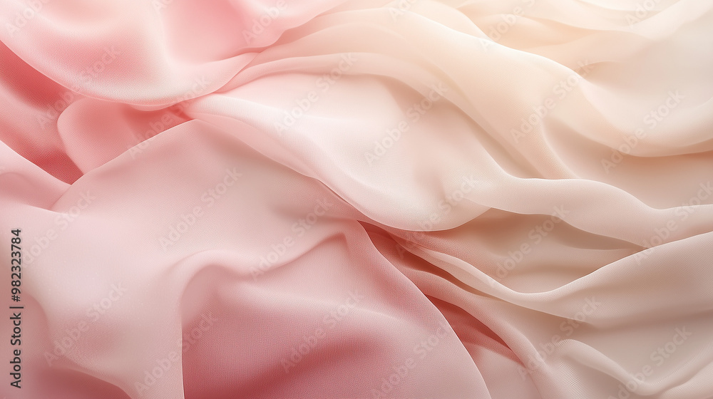 Fototapeta premium Soft Pink Chiffon Fabric Close-Up With Gentle Folds And Flowing Texture
