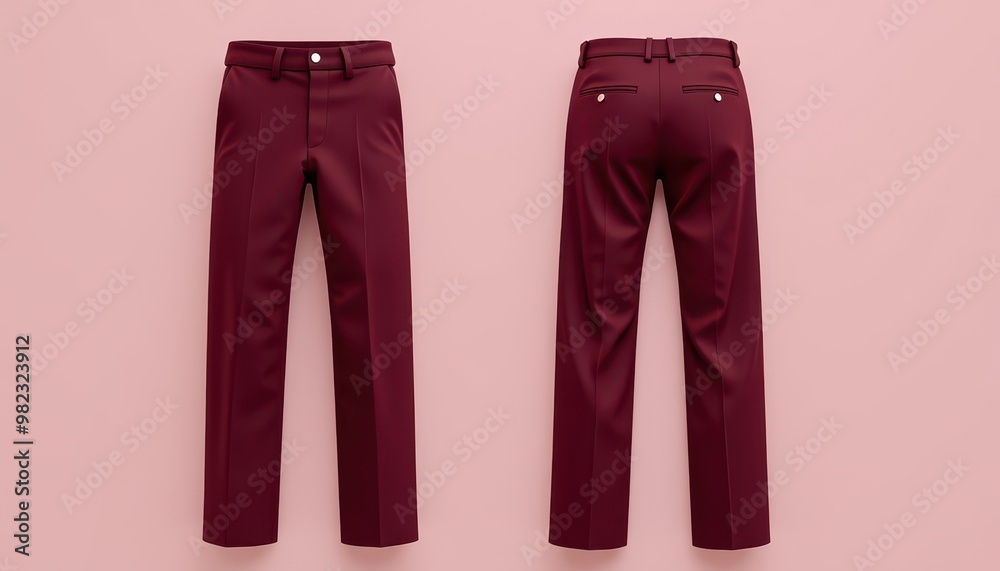 Mockup Plain Burgundy Trousers Front and Back Mockup Plain Burgundy Trousers Front and Back