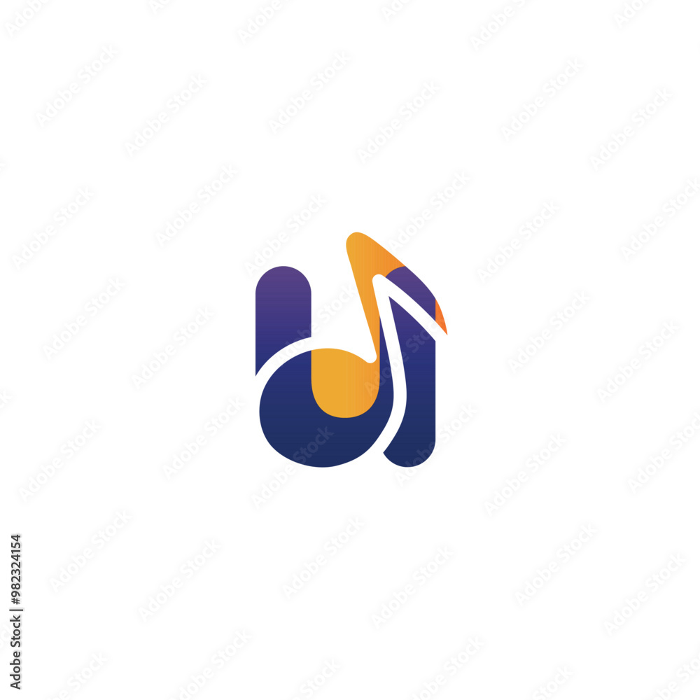 Letter with u Music Note Logo Template Letter with u Music Note Logo Template