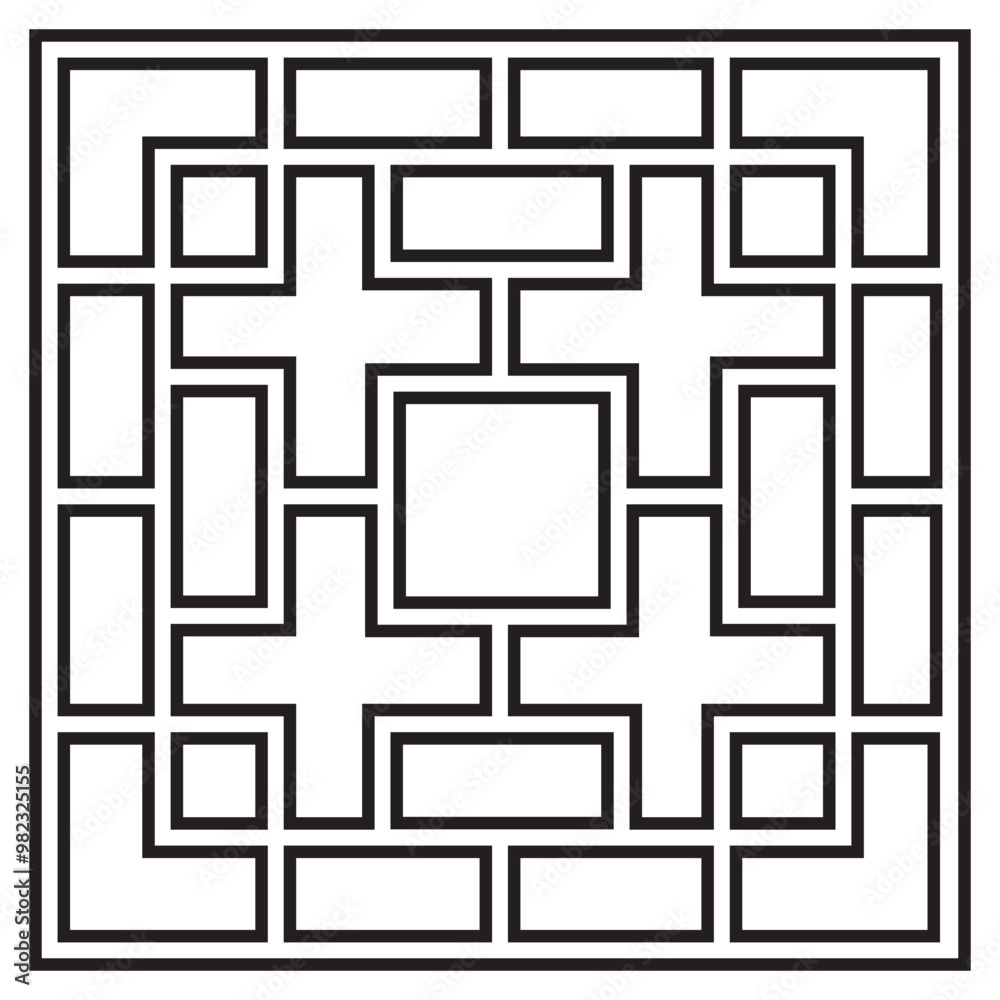 Chinese Pattern Line Art Design. Flat Vector Illustration Isolated on White Background Chinese Pattern Line Art Design. Flat Vector Illustration Isolated on White Background