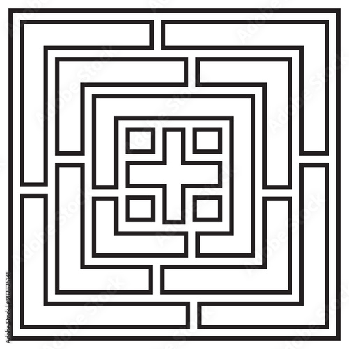 Chinese Pattern Line Art Design. Flat Vector Illustration Isolated on White Background
