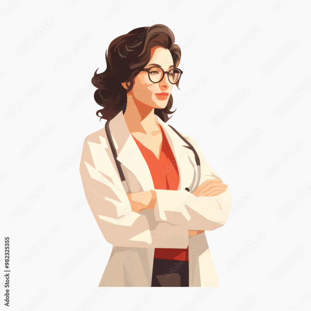 Confident female doctor illustration Confident female doctor illustration