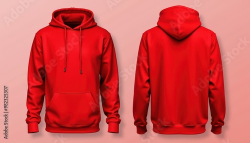 Mockup Plain Red Hoodie Front and Back