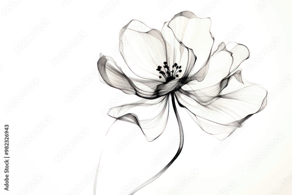 Obraz premium Elegant monochrome floral illustration