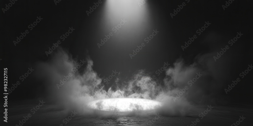 Dramatic Light Beam with Smoke in Dark Environment