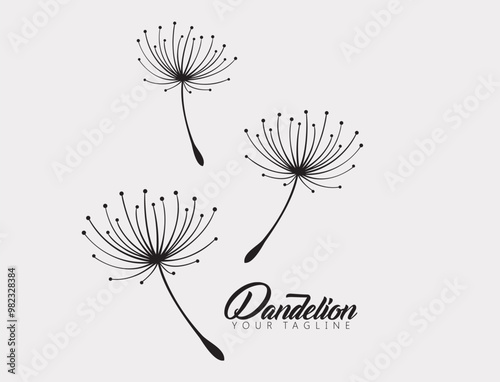 Dandelion flower logo simple creative template on white background . Vector design