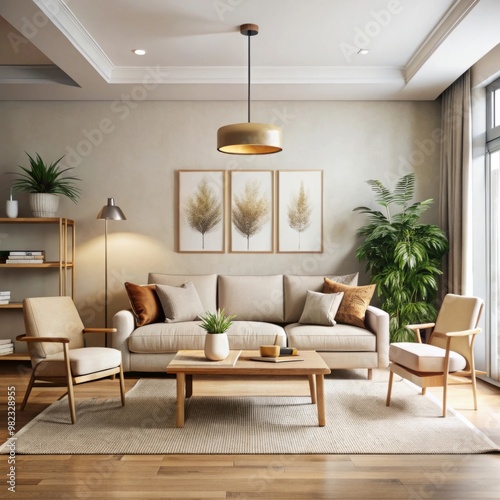 Wallpaper Mural minimalist living room with a sophisticated, beautiful design. Torontodigital.ca