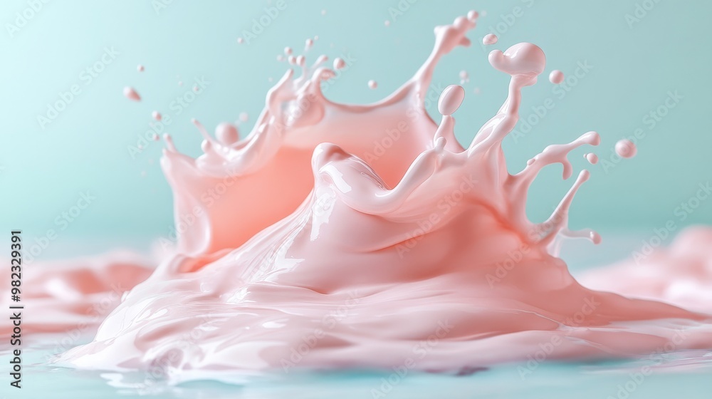 Pink Liquid Splashing and Creating a Wave Pattern Pink Liquid Splashing and Creating a Wave Pattern