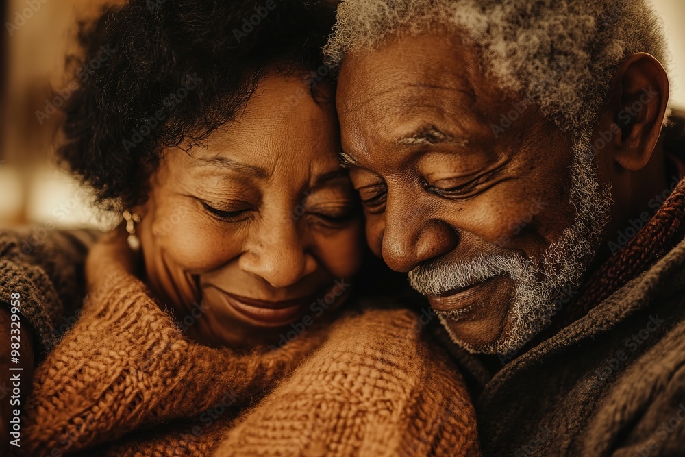 Elderly couple embracing each other warmly Elderly couple embracing each other warmly