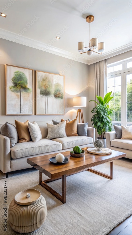 Fototapeta premium minimalist living room with a sophisticated, beautiful design.