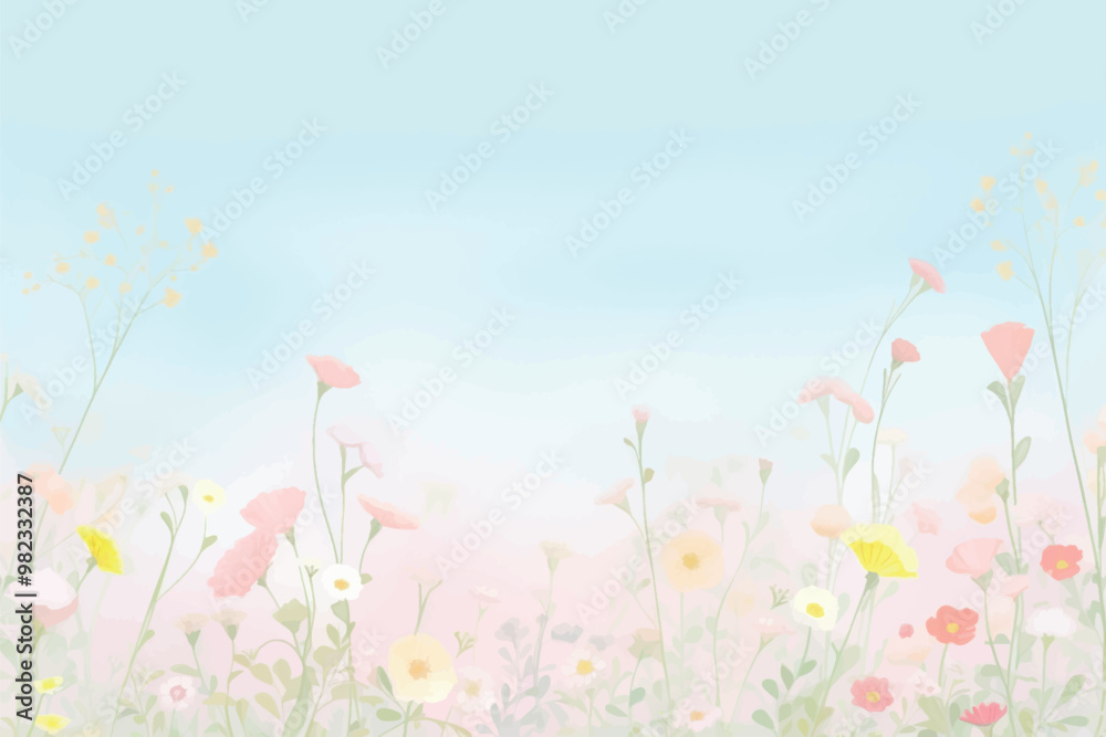 Pastel floral meadow background Pastel floral meadow background