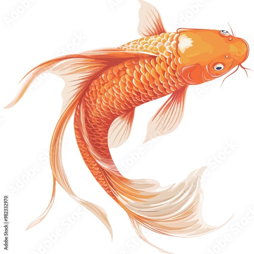 Gold fish on a white background. Vector illustration for your design.