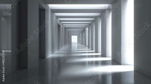 Modern Minimalist Architectural Corridor with Natural Light and Shadows
