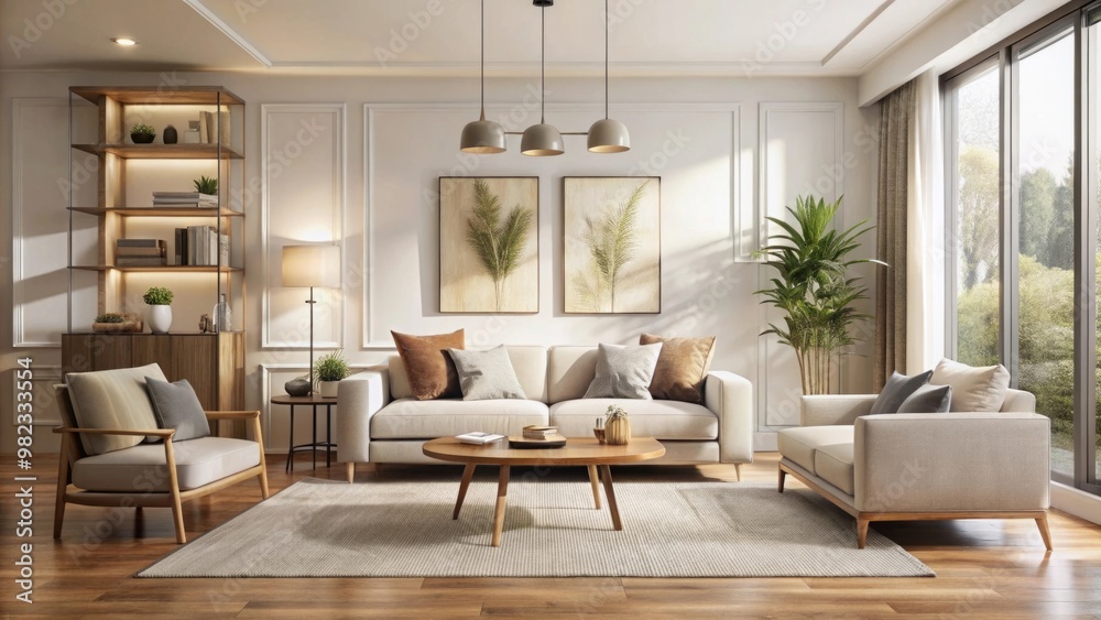 minimalist living room with a sophisticated, beautiful design.