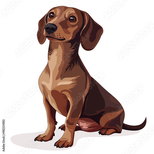 Dachshund dog on a white background. Vector illustration.