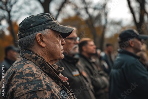 Side view of a military man in uniform at an event