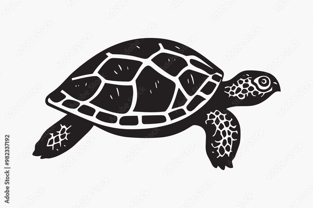 Fototapeta premium Black turtle illustration art