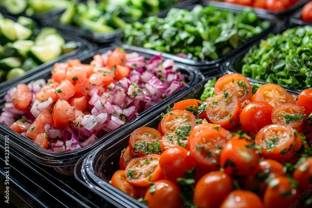Fresh vegetables in a salad bar at a restaurant. Selective focus Fresh vegetables in a salad bar at a restaurant. Selective focus