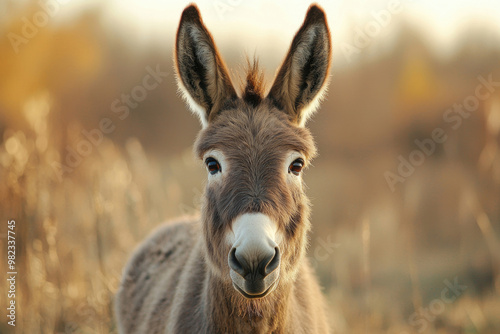 A happy donkey in the wild