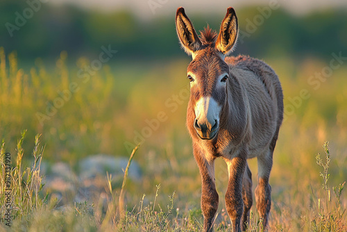 A happy donkey in the wild photo