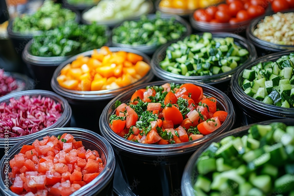 Fresh vegetables in a salad bar at a restaurant. Selective focus Fresh vegetables in a salad bar at a restaurant. Selective focus
