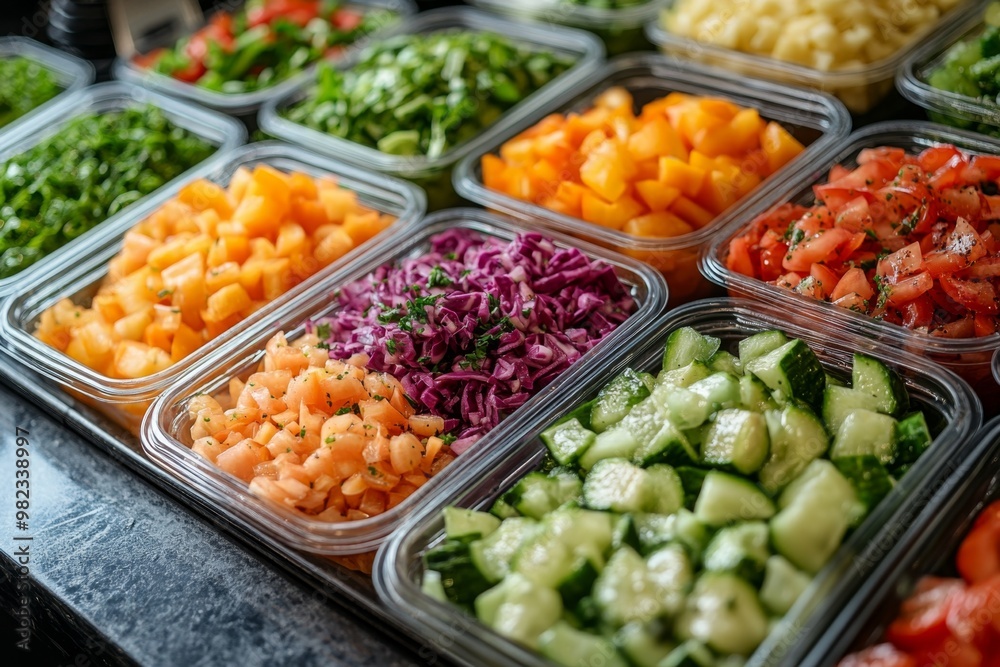 Fresh vegetables in a salad bar at a restaurant. Selective focus Fresh vegetables in a salad bar at a restaurant. Selective focus