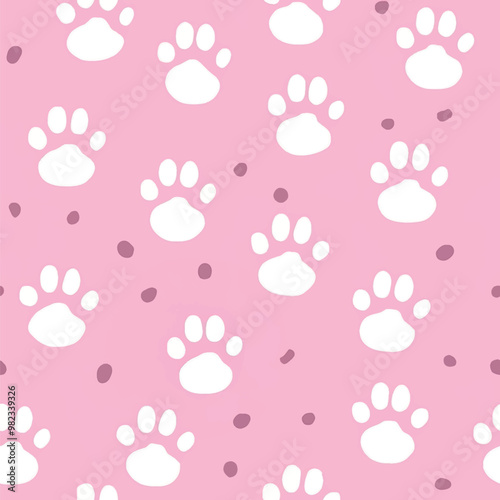 Cute pink paw print pattern