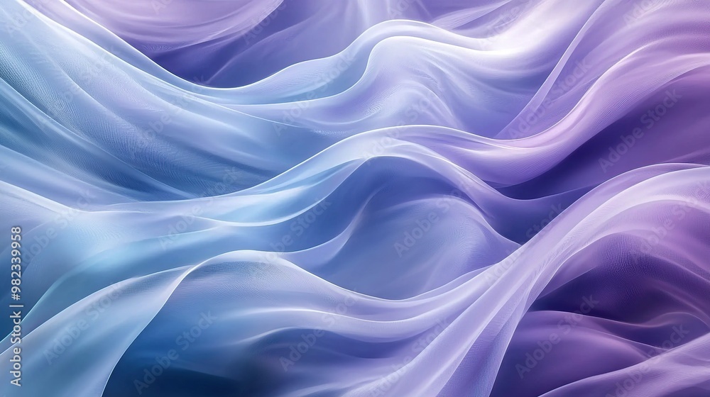Fototapeta premium Abstract background with flowing fabric in purple and blue hues.