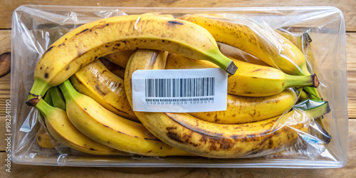 Ripe Rotten Bananas in Plastic Package photo