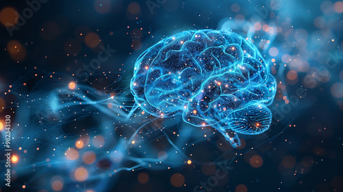 A symbolic image depicting the connection between the human brain and electronic chips, signifying the potential for AI integration and cognitive enhancement through brain-chip interfaces.