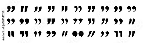 Quotation Mark Vector Set. Typographic Designs Collection of Quote Mark Vector Illustration.