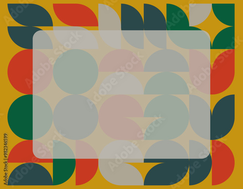 秋色の北欧風な抽象的デザインのフレーム素材　4