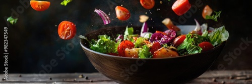 Summer Salad with Flying Ingredients photo