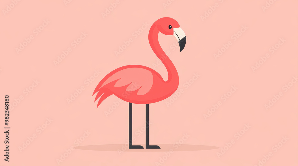 Fototapeta premium Whimsical flamingo design featuring a singleleg stance, clean lines, and vibrant colors for a modern, minimalist feel.