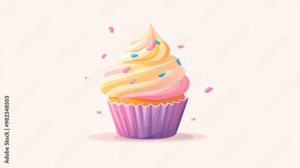 Indulge in a fun, modern illustration of a delicious cupcake topped with creamy icing, perfect for dessert lovers. Indulge in a fun, modern illustration of a delicious cupcake topped with creamy icing, perfect for dessert lovers.