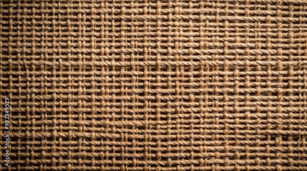A detailed look at woven burlap, showcasing its unique texture and rustic charm in a modern, flat design. A detailed look at woven burlap, showcasing its unique texture and rustic charm in a modern, flat design.