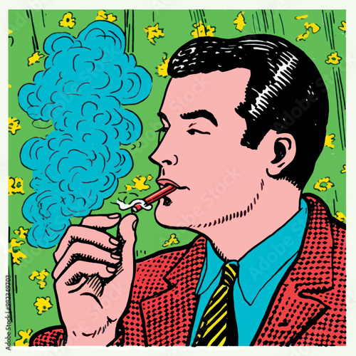 Retro man smoking pipe