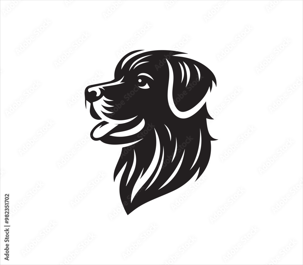 Dog head silhouette vector on white background
