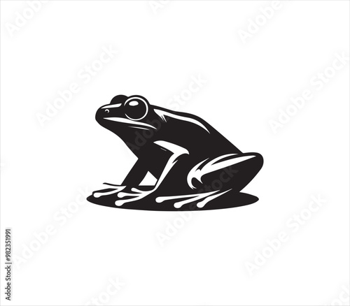 Frog silhouette vector on white background