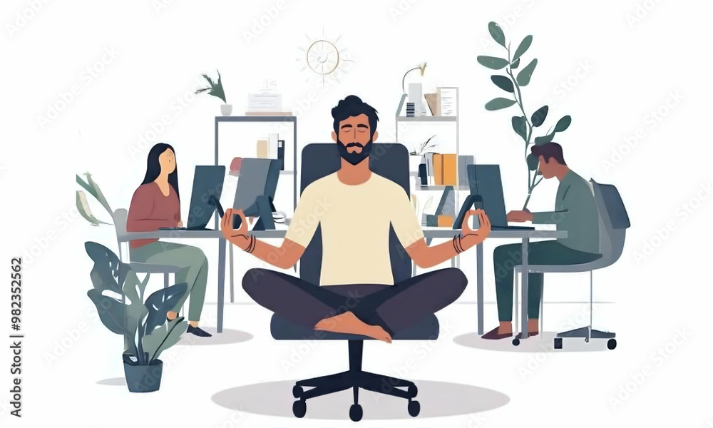 Fototapeta premium Meditating in the Office Chair